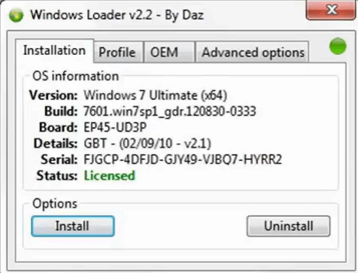 Windows Loader v2.2.2 - бесплатно by DAZ на русском языке